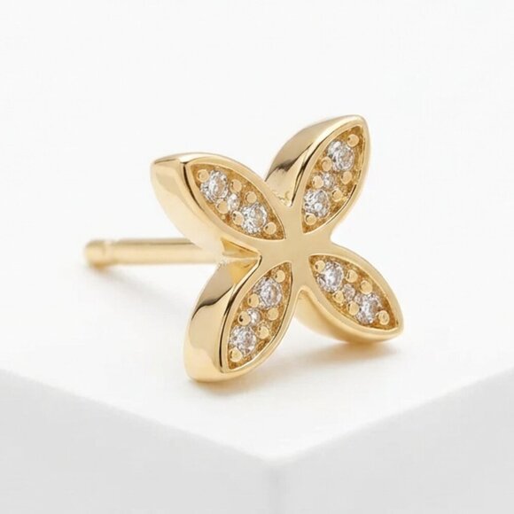Gorjana Jewelry - Gorjana Gold Floral Stud Earring -Flower Single Stud New On Card